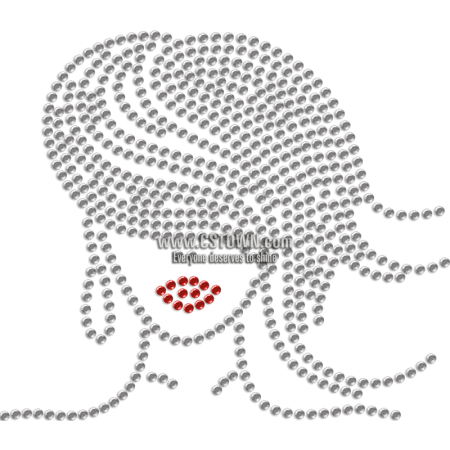 Elegant Lady with Flowing Hair Hotfix Rhinestone Transfer for Mask